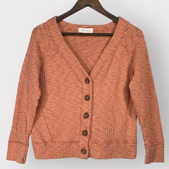 Vince Camuto Two Cardigan‎ Women S Orange Textured Stretch Knit Long Sleeve C06 - Picture 1 of 14